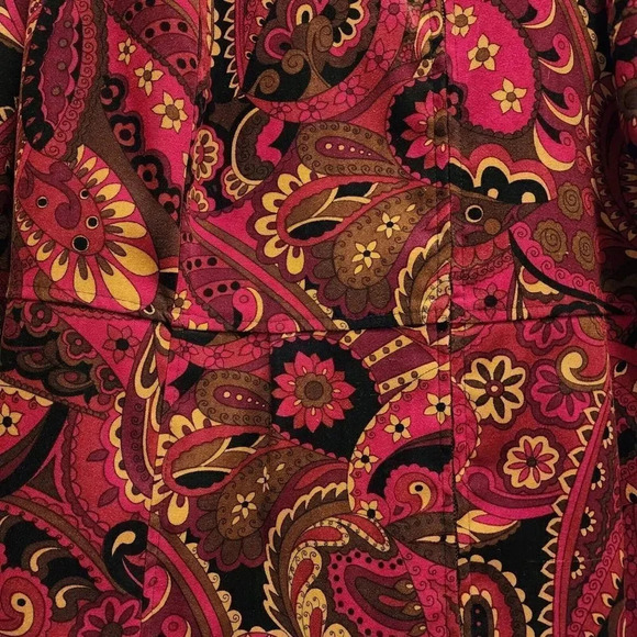 Notations Shirt Jacket Women 2X Red Multi Paisley Long Sleeve Crew Neck Full Zip - Picture 6 of 9